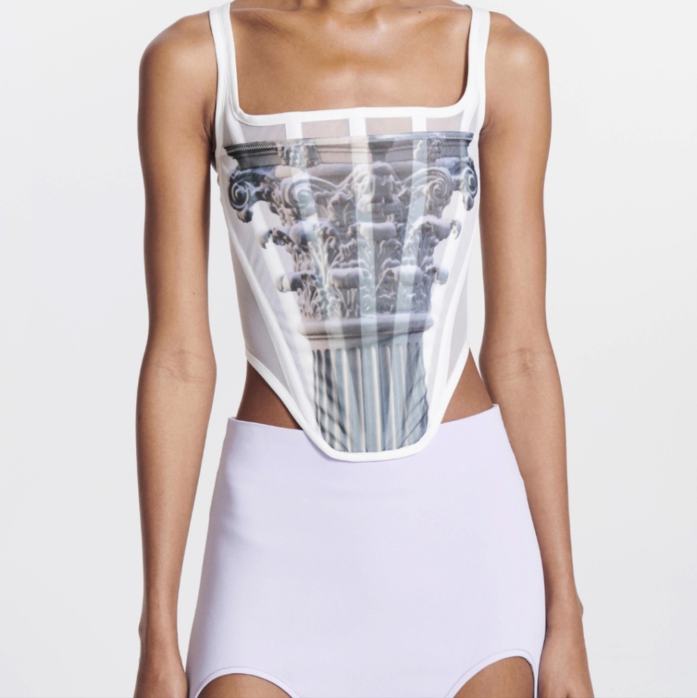 DION LEE COLUMN SHEER JERSEY COLUMN CORSET Bustier